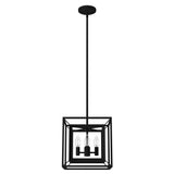 Hunter Doherty 4-Light Natural Iron Industrial Square LED Medium Hanging Convertible Pendant/semi-flush