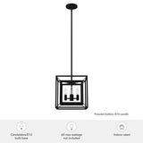 Hunter Doherty 4-Light Natural Iron Industrial Square LED Medium Hanging Convertible Pendant/semi-flush