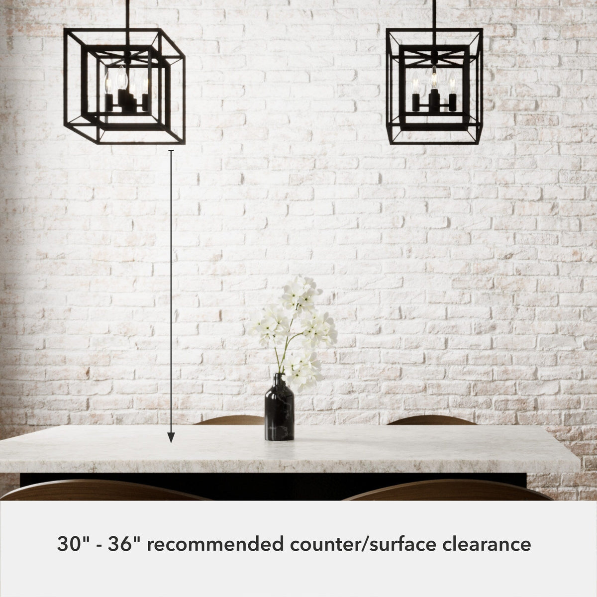 Hunter Doherty 4-Light Natural Iron Industrial Square LED Medium Hanging Convertible Pendant/semi-flush