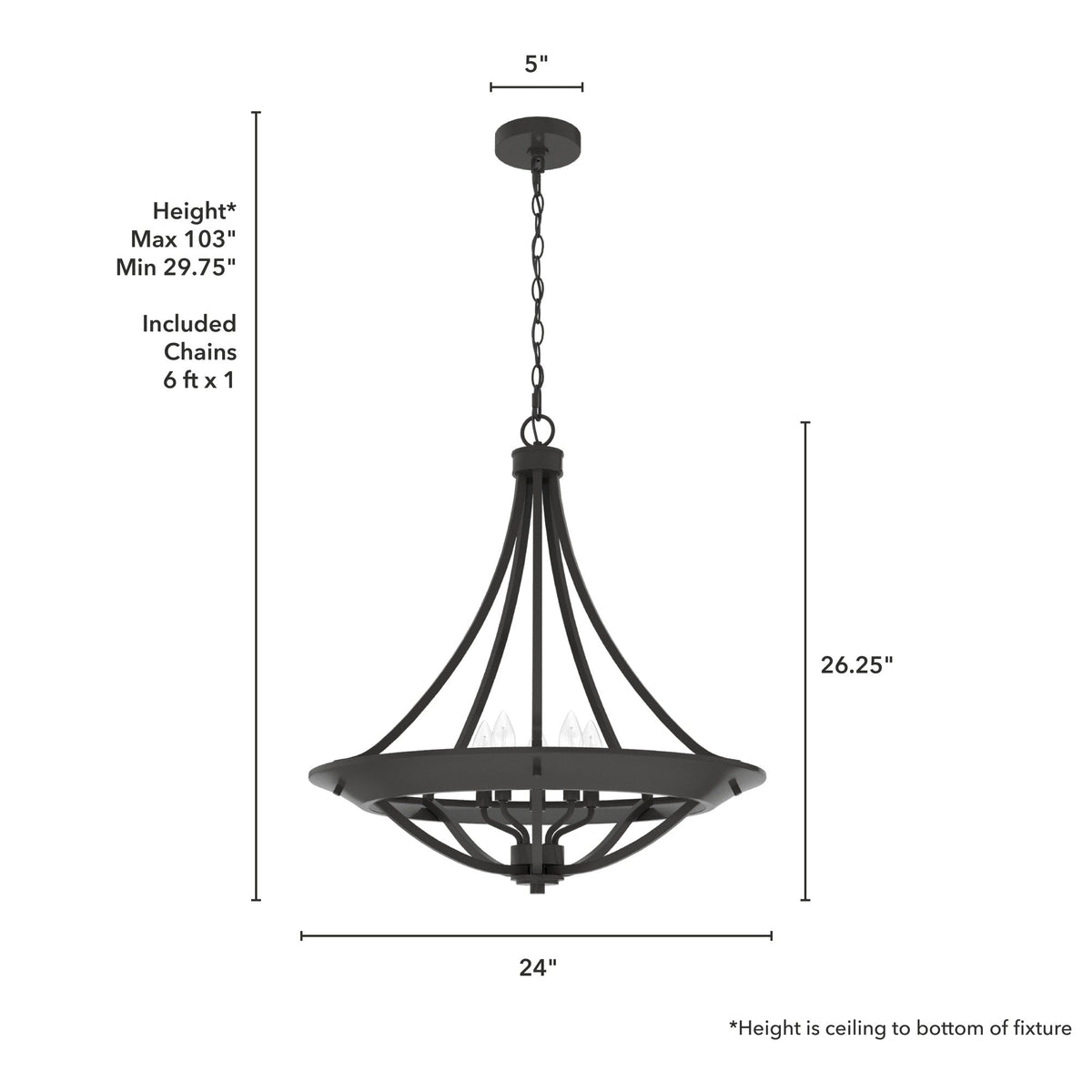 Hunter Perch Point 4-Light Noble Bronze Transitional Bowl LED Large Hanging Kitchen Island Light