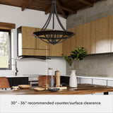 Hunter Perch Point 4-Light Noble Bronze Transitional Bowl LED Large Hanging Kitchen Island Light