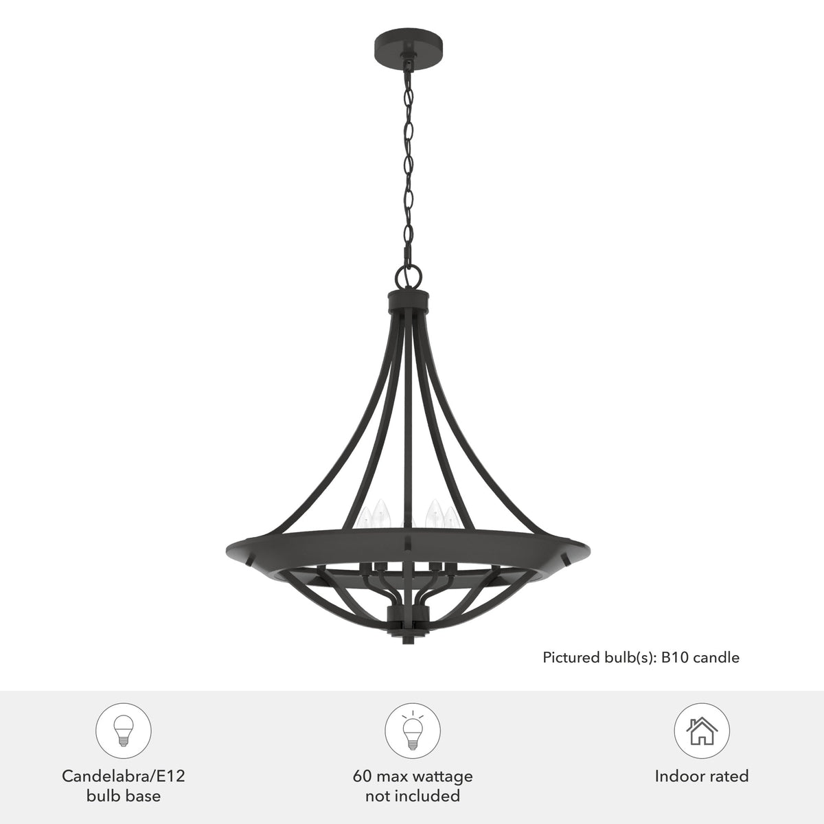 Hunter Perch Point 4-Light Noble Bronze Transitional Bowl LED Large Hanging Kitchen Island Light