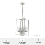 Hunter Kerrison 4-Light Brushed Nickel Modern/Contemporary Seeded Glass Square LED Medium Hanging Kitchen Island Light