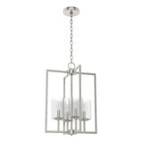Hunter Kerrison 4-Light Brushed Nickel Modern/Contemporary Seeded Glass Square LED Medium Hanging Kitchen Island Light