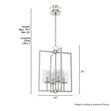 Hunter Kerrison 4-Light Brushed Nickel Modern/Contemporary Seeded Glass Square LED Medium Hanging Kitchen Island Light
