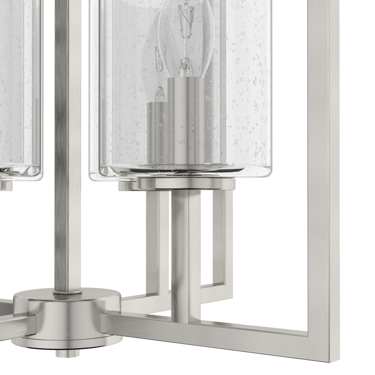 Hunter Kerrison 4-Light Brushed Nickel Modern/Contemporary Seeded Glass Square LED Medium Hanging Kitchen Island Light