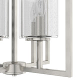 Hunter Kerrison 4-Light Brushed Nickel Modern/Contemporary Seeded Glass Square LED Medium Hanging Kitchen Island Light