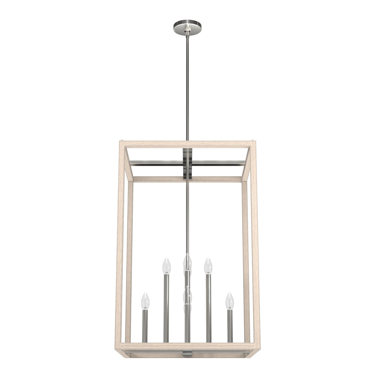 Hunter Squire Manor 8-Light Brushed Nickel Modern/Contemporary Square LED Medium Hanging Kitchen Island Light