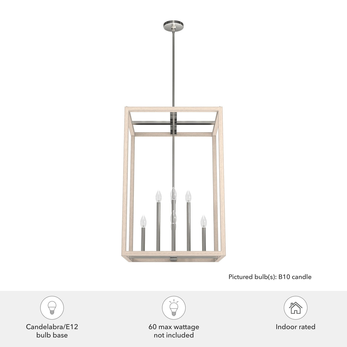 Hunter Squire Manor 8-Light Brushed Nickel Modern/Contemporary Square LED Medium Hanging Kitchen Island Light