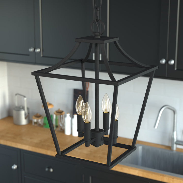 Hunter Laurel Ridge 4-Light Natural Iron Traditional Lantern LED Medium Hanging Pendant Light