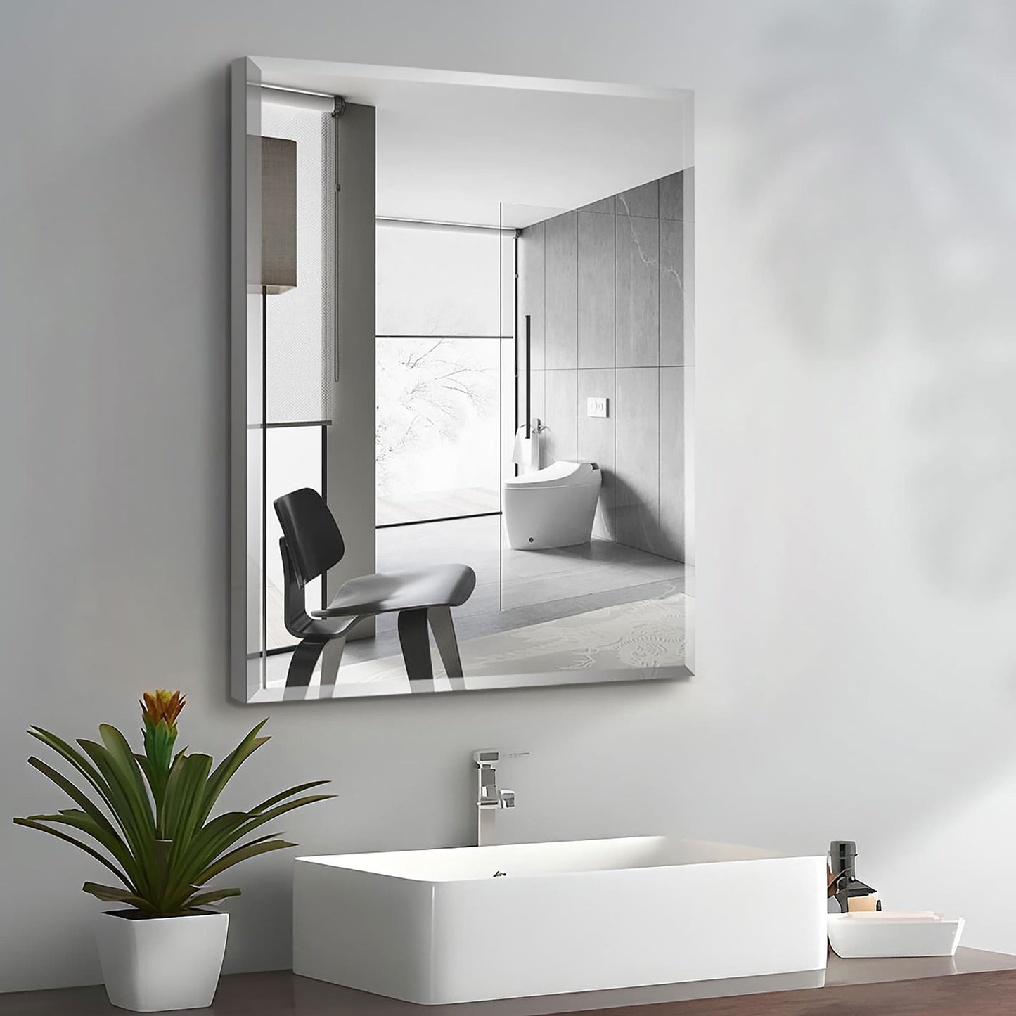 Forclover 24-in x 30-in Surface/Recessed Mount Silver Mirrored Soft Close Medicine Cabinet