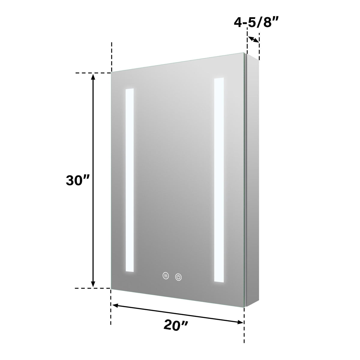 Forclover 20-in x 30-in Lighted LED Fog Free Surface/Recessed Mount Silver Mirrored Soft Close Medicine Cabinet with Outlet