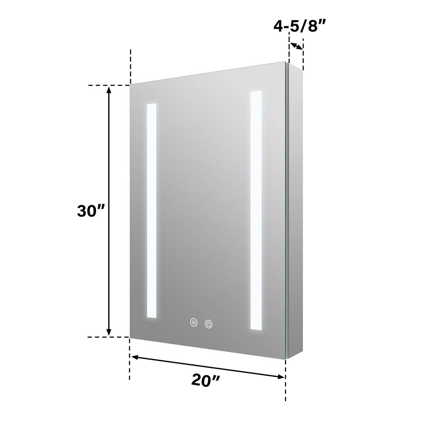 Forclover 20-in x 30-in Lighted LED Fog Free Surface/Recessed Mount Silver Mirrored Soft Close Medicine Cabinet with Outlet