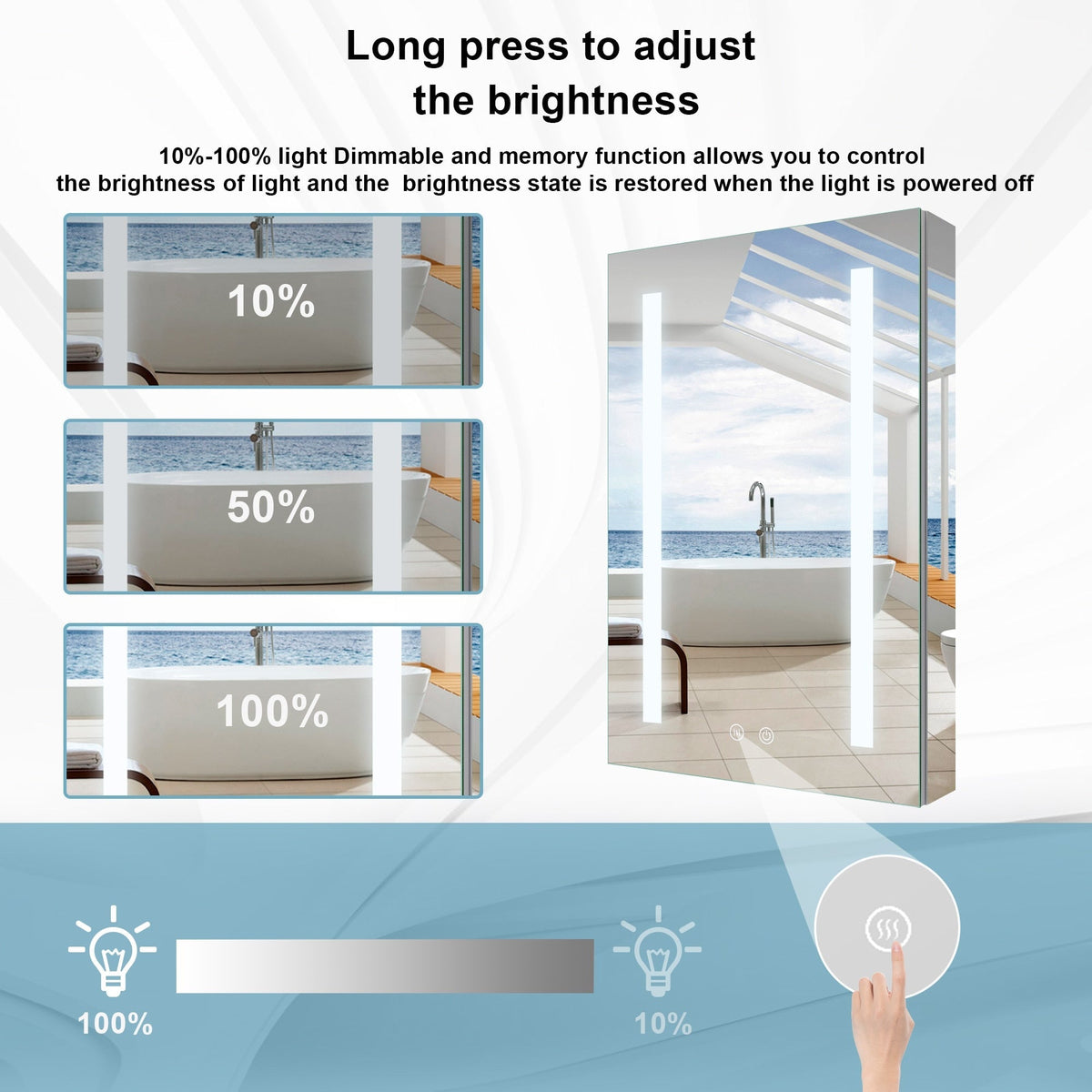Forclover 20-in x 30-in Lighted LED Fog Free Surface/Recessed Mount Silver Mirrored Soft Close Medicine Cabinet with Outlet