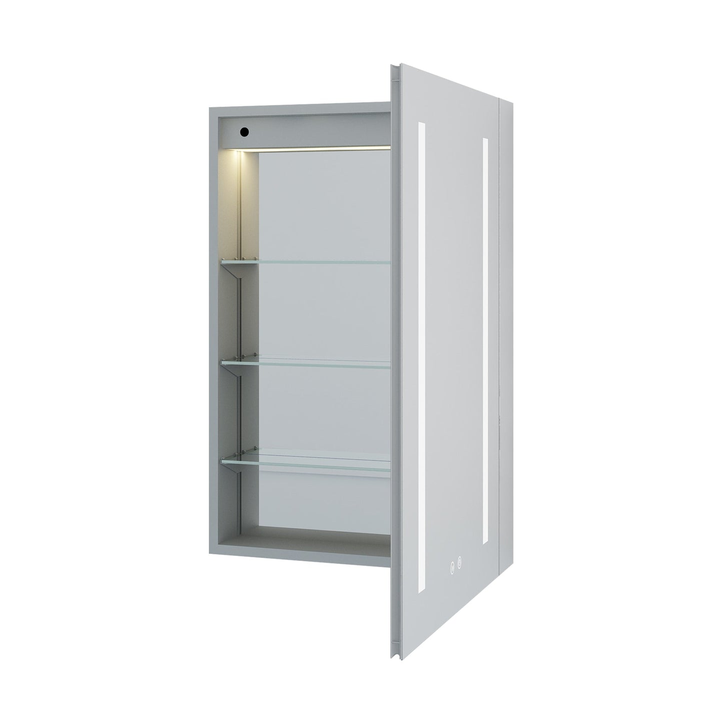 Forclover 20-in x 30-in Lighted LED Fog Free Surface/Recessed Mount Silver Mirrored Soft Close Medicine Cabinet with Outlet
