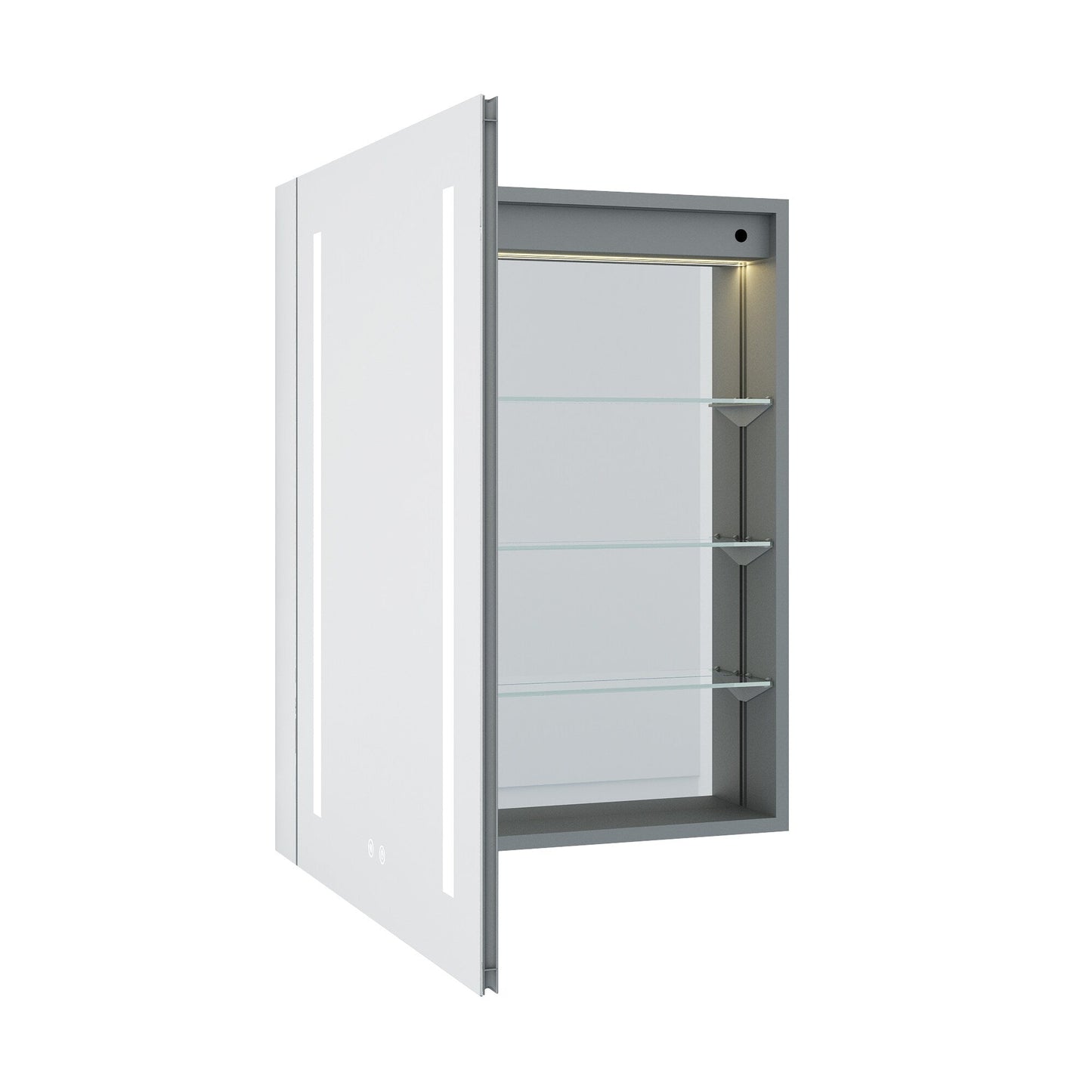 Forclover 24-in x 30-in Lighted LED Fog Free Surface/Recessed Mount Silver Mirrored Soft Close Medicine Cabinet with Outlet