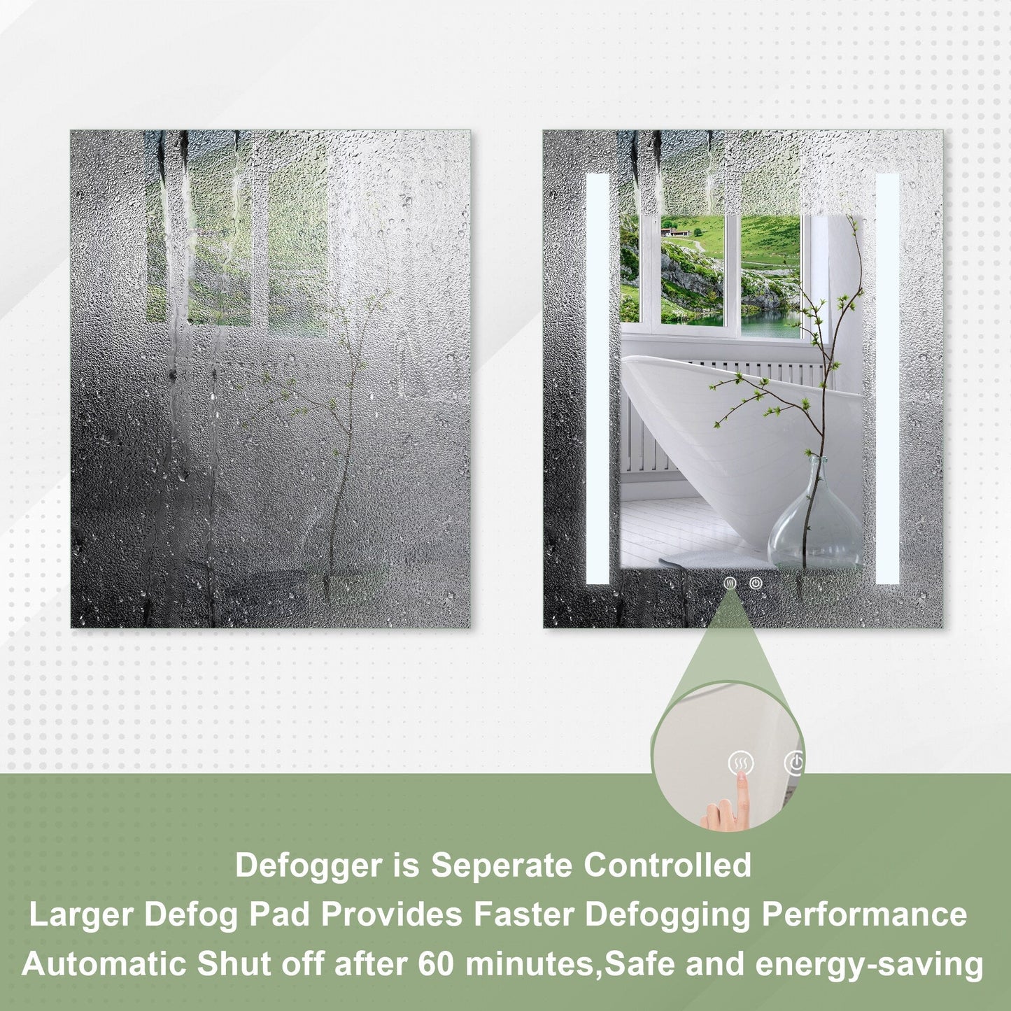 Forclover 24-in x 30-in Lighted LED Fog Free Surface/Recessed Mount Silver Mirrored Soft Close Medicine Cabinet with Outlet