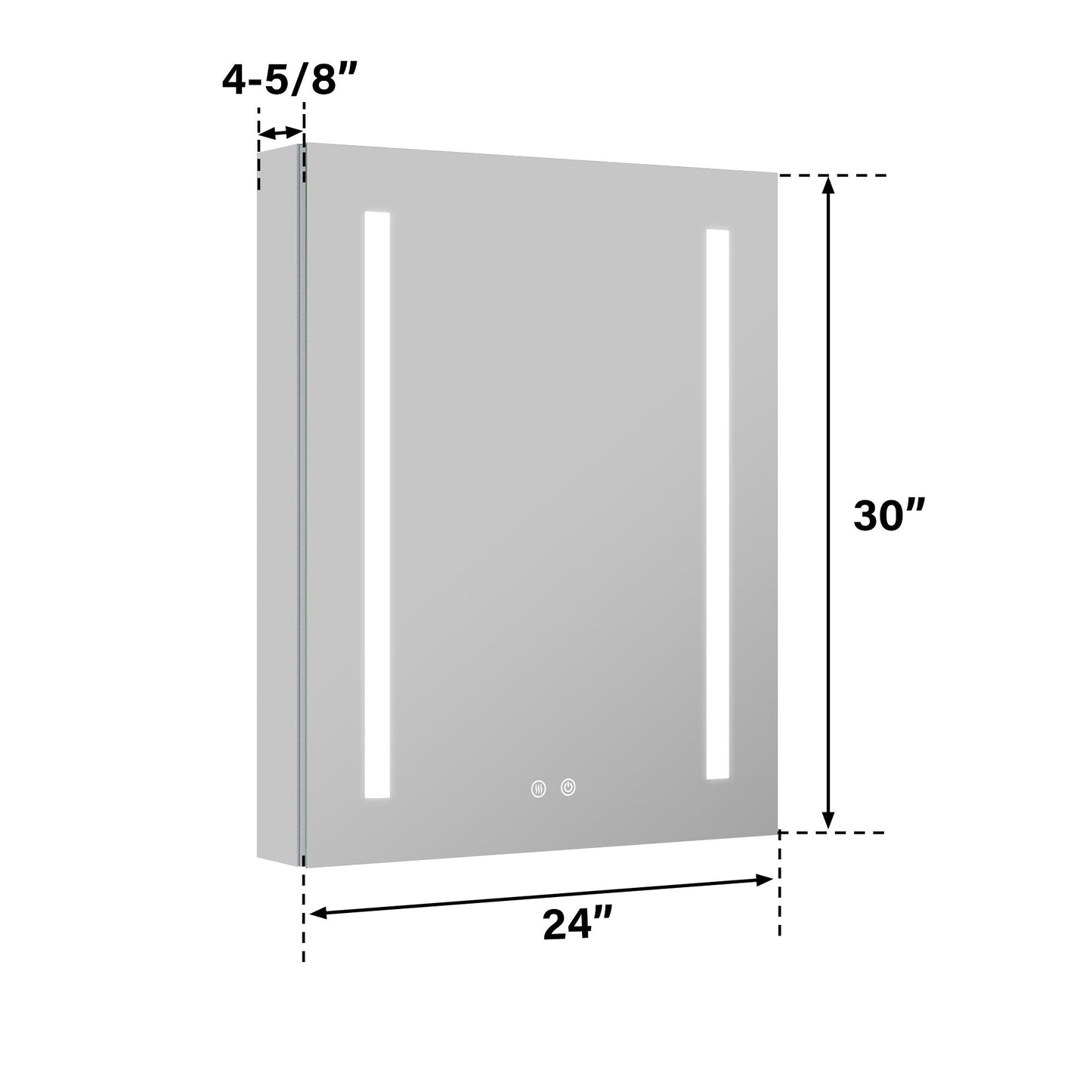 Forclover 24-in x 30-in Lighted LED Fog Free Surface/Recessed Mount Silver Mirrored Soft Close Medicine Cabinet with Outlet