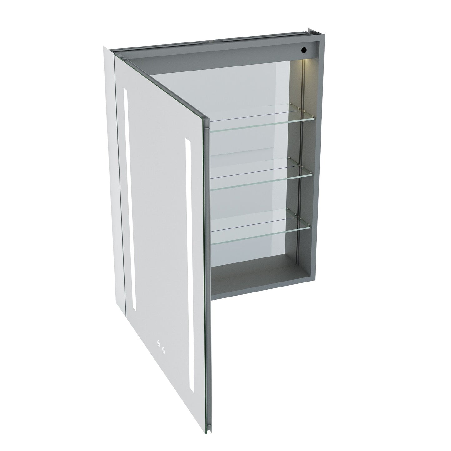 Forclover 24-in x 30-in Lighted LED Fog Free Surface/Recessed Mount Silver Mirrored Soft Close Medicine Cabinet with Outlet