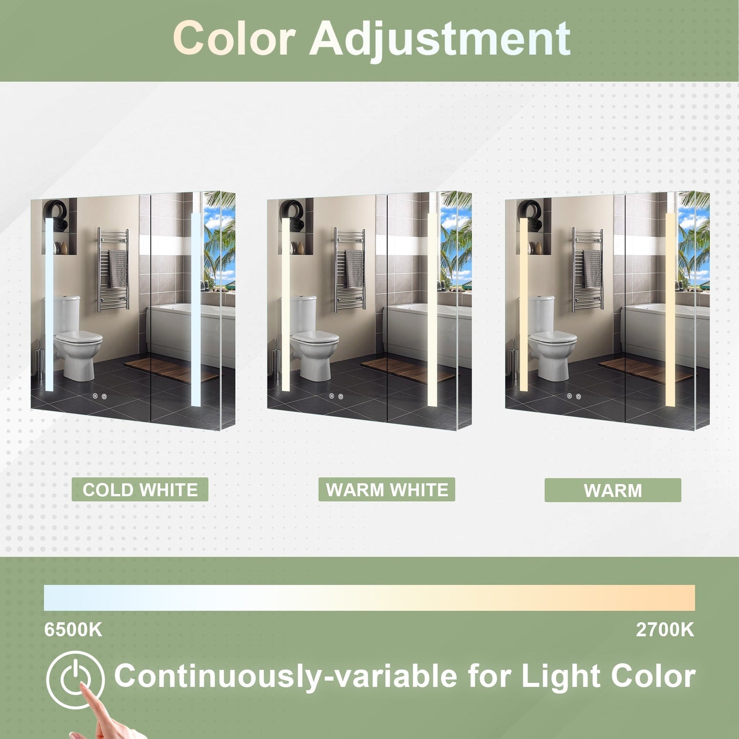 Forclover 30-in x 30-in Lighted LED Fog Free Surface/Recessed Mount Silver Mirrored Soft Close Medicine Cabinet with Outlet