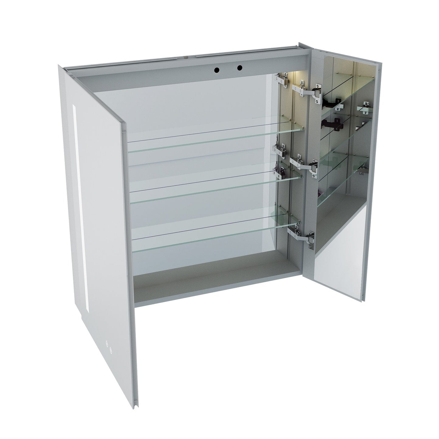 Forclover 30-in x 30-in Lighted LED Fog Free Surface/Recessed Mount Silver Mirrored Soft Close Medicine Cabinet with Outlet