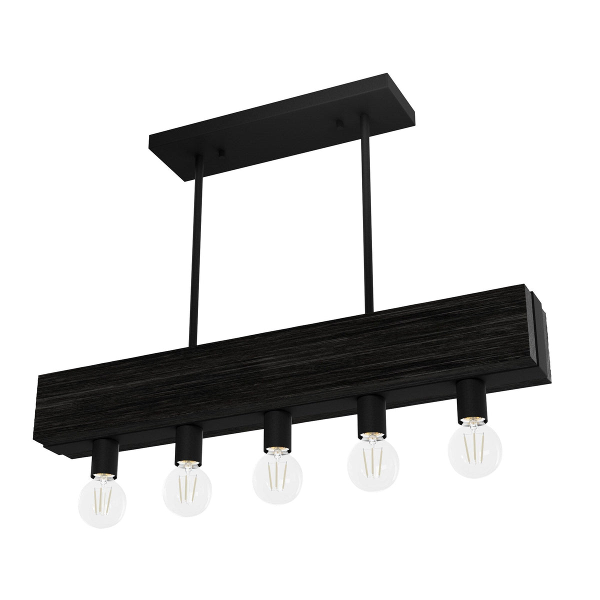 Hunter Donelson 5-Light Satin Black RusticBare Bulb Chandelier