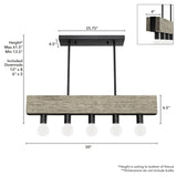 Hunter Donelson 5-Light Satin Black RusticBare Bulb Chandelier