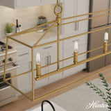 Hunter Fair Oaks 4-Light Satin Gold TransitionalCage Chandelier