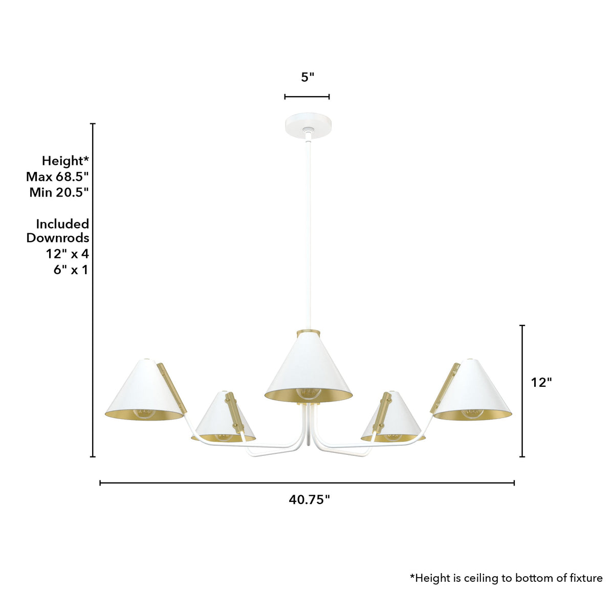 Hunter Grove Isle 5-Light Matte White Modern/Contemporary Led Chandelier