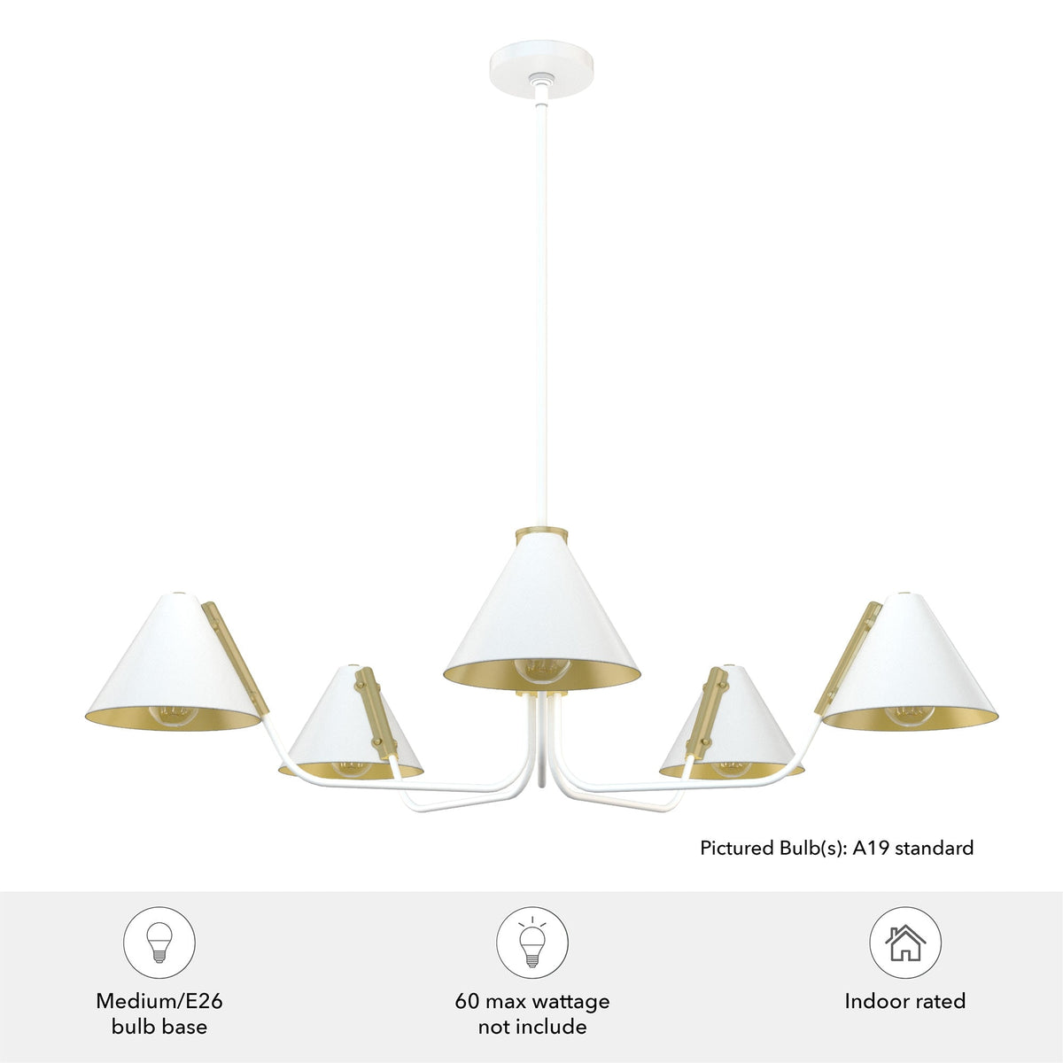 Hunter Grove Isle 5-Light Matte White Modern/Contemporary Led Chandelier