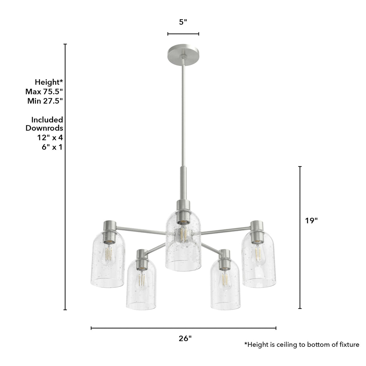 Hunter Lochemeade 5-Light Brushed Nickel Transitional Led Chandelier
