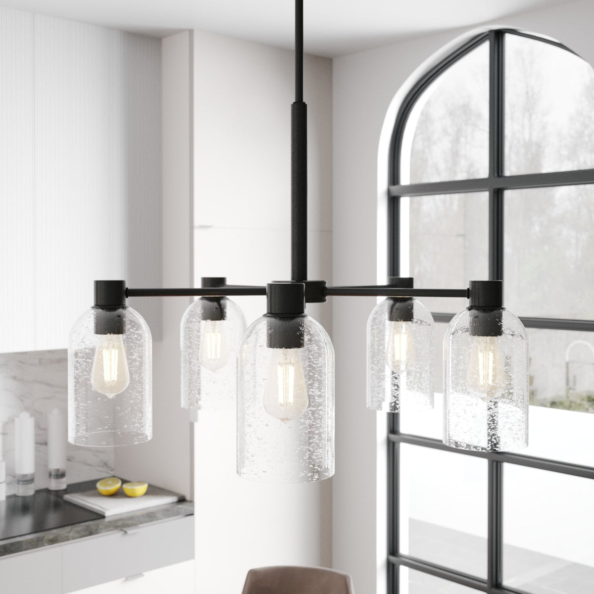 Hunter Lochemeade 5-Light Matte Gray Transitional Led Chandelier