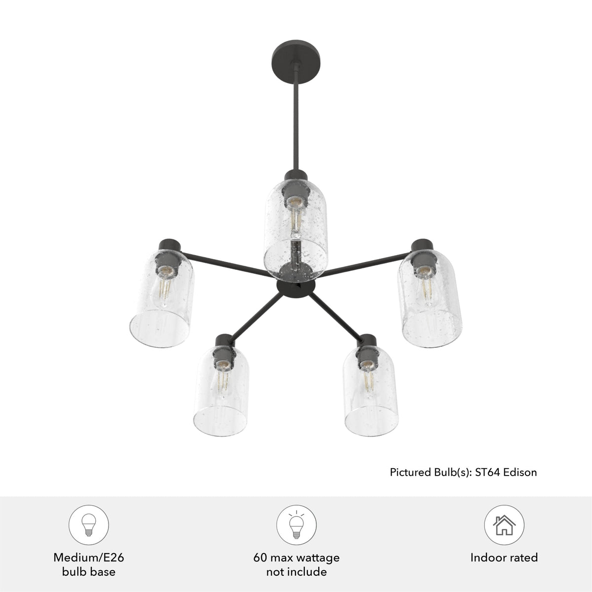 Hunter Lochemeade 5-Light Matte Gray Transitional Led Chandelier