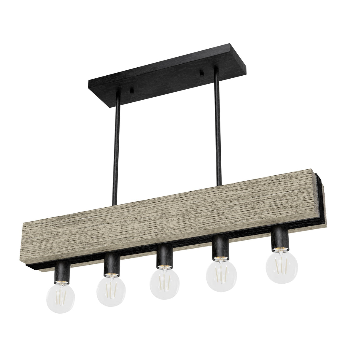 Hunter Donelson 5-Light Satin Black RusticBare Bulb Chandelier