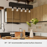 Hunter Donelson 5-Light Satin Black RusticBare Bulb Chandelier