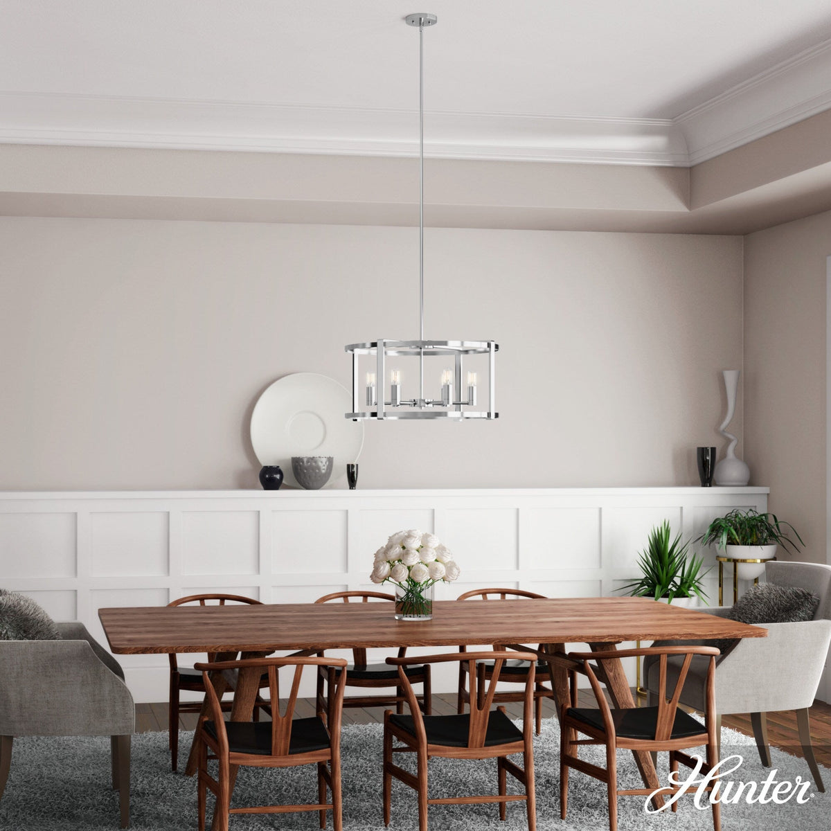 Hunter Astwood 6-Light Polished Nickel Transitional Led Chandelier