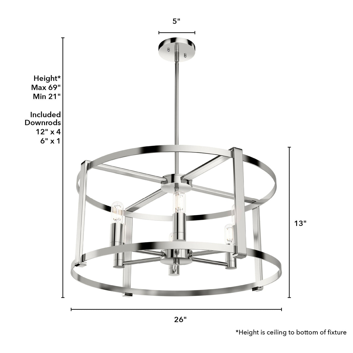 Hunter Astwood 6-Light Polished Nickel Transitional Led Chandelier