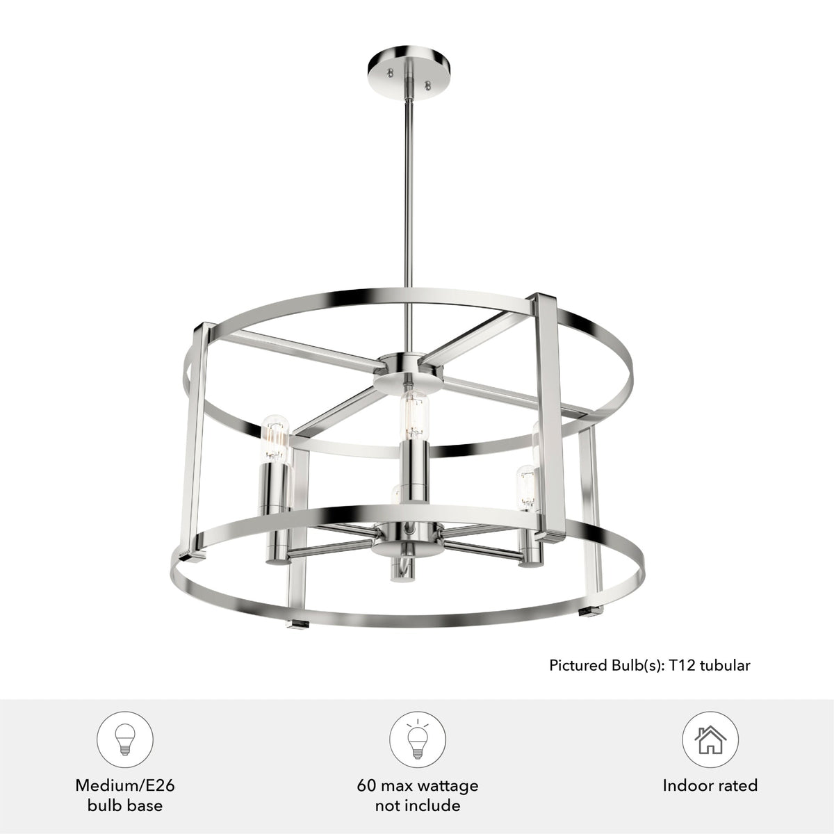 Hunter Astwood 6-Light Polished Nickel Transitional Led Chandelier