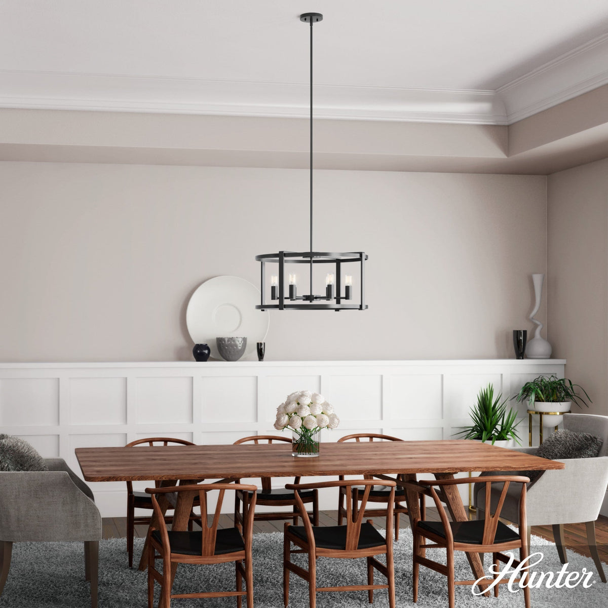 Hunter Astwood 6-Light Matte Black Transitional Led Chandelier