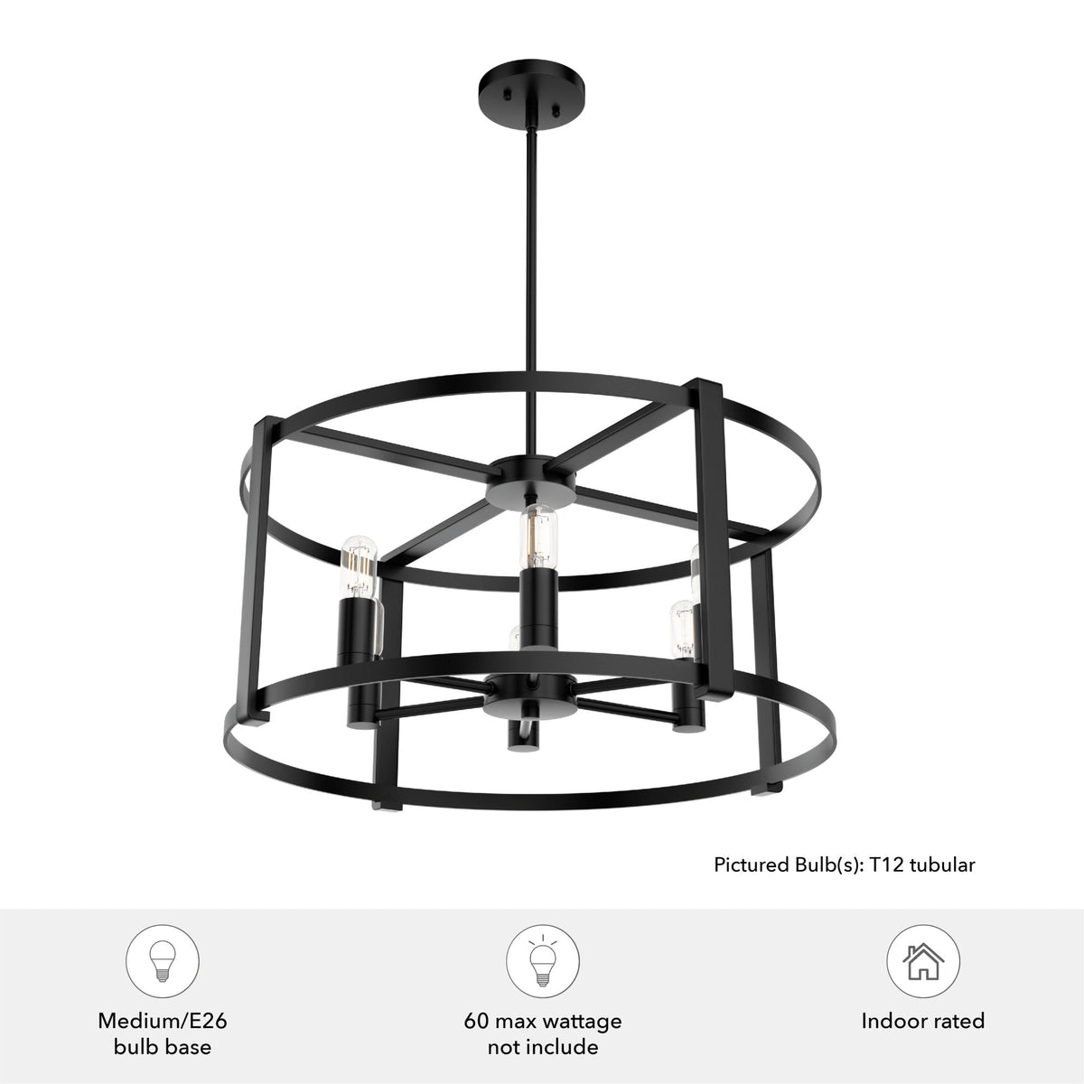 Hunter Astwood 6-Light Matte Black Transitional Led Chandelier