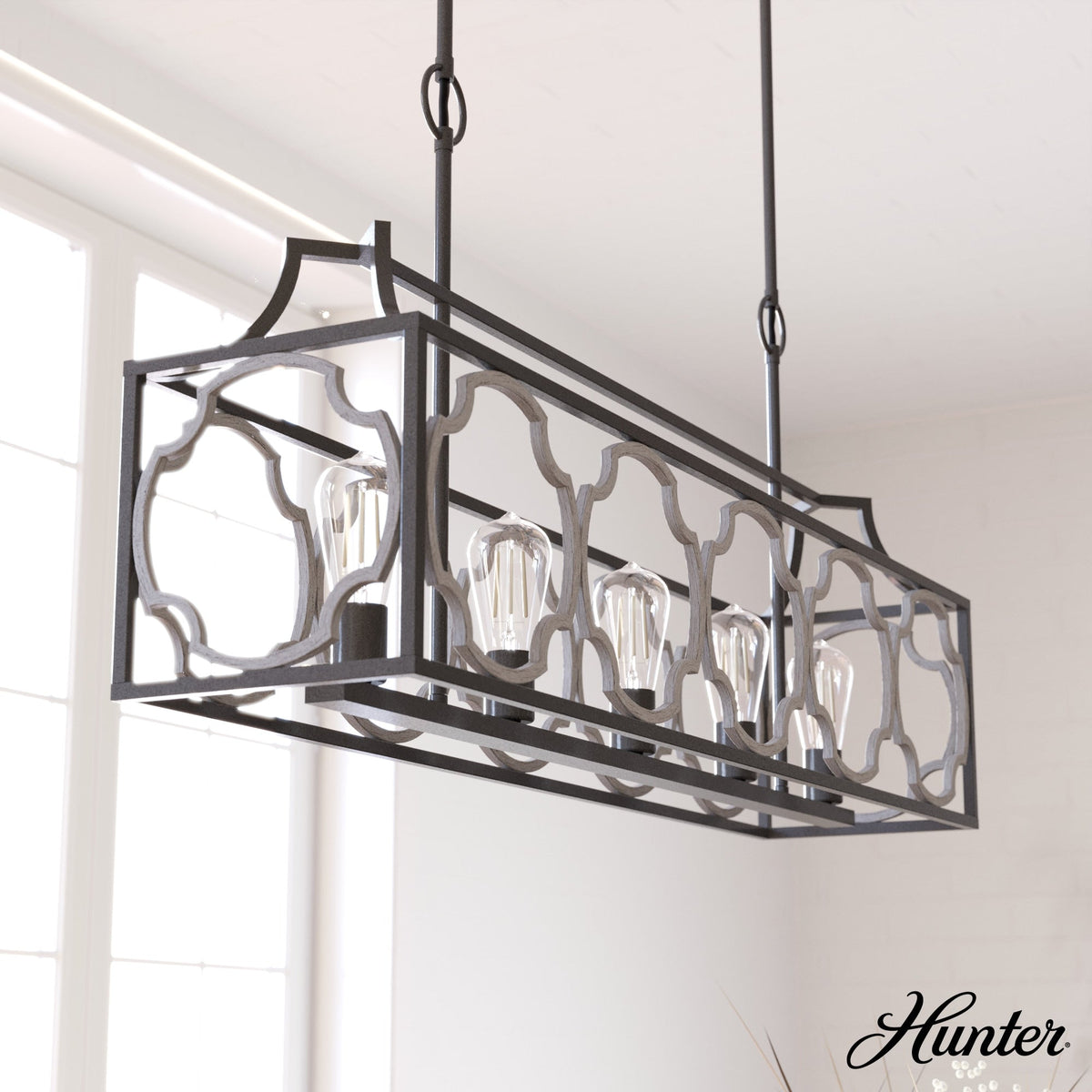 Hunter Stone Creek 5-Light Matte Bronze Transitional Led Bare Bulb Chandelier