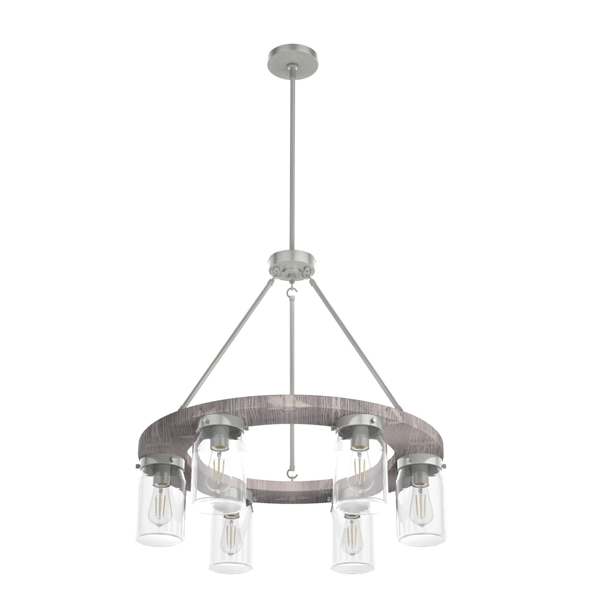 Hunter Devon Park 6-Light Brushed Nickel Farmhouse Led Chandelier