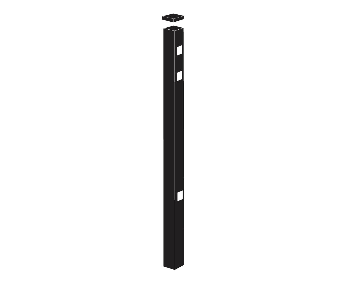 Freedom Concord/New Haven 7-ft H x 2-in W Black Aluminum Spaced Picket Flat-top Decorative Gate Fence Post