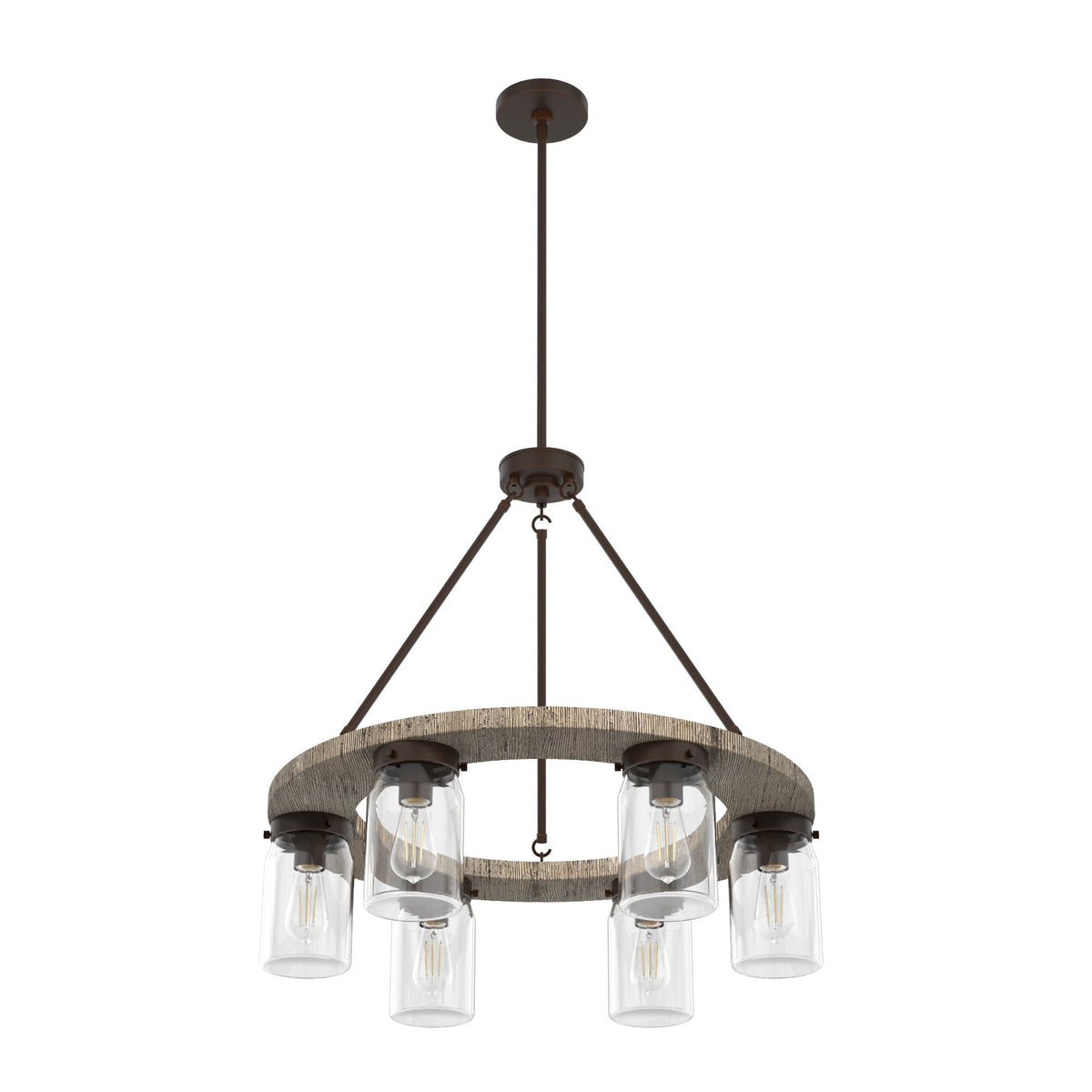 Hunter Devon Park 6-Light Matte Brown Farmhouse Led Chandelier