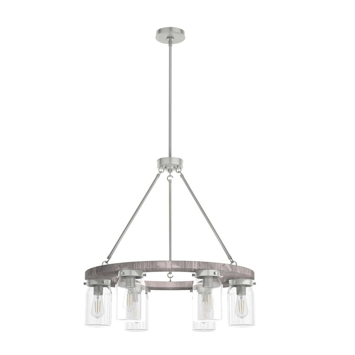 Hunter Devon Park 6-Light Brushed Nickel Farmhouse Led Chandelier