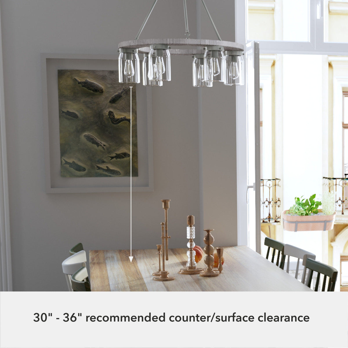 Hunter Devon Park 6-Light Brushed Nickel Farmhouse Led Chandelier