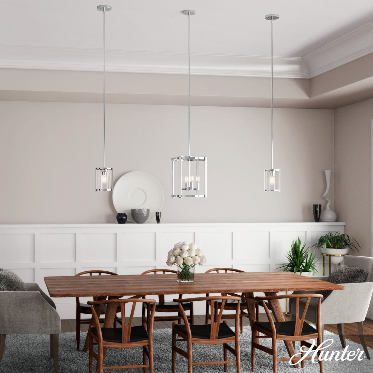 Hunter Astwood 4-Light Polished Nickel Transitional Led Chandelier