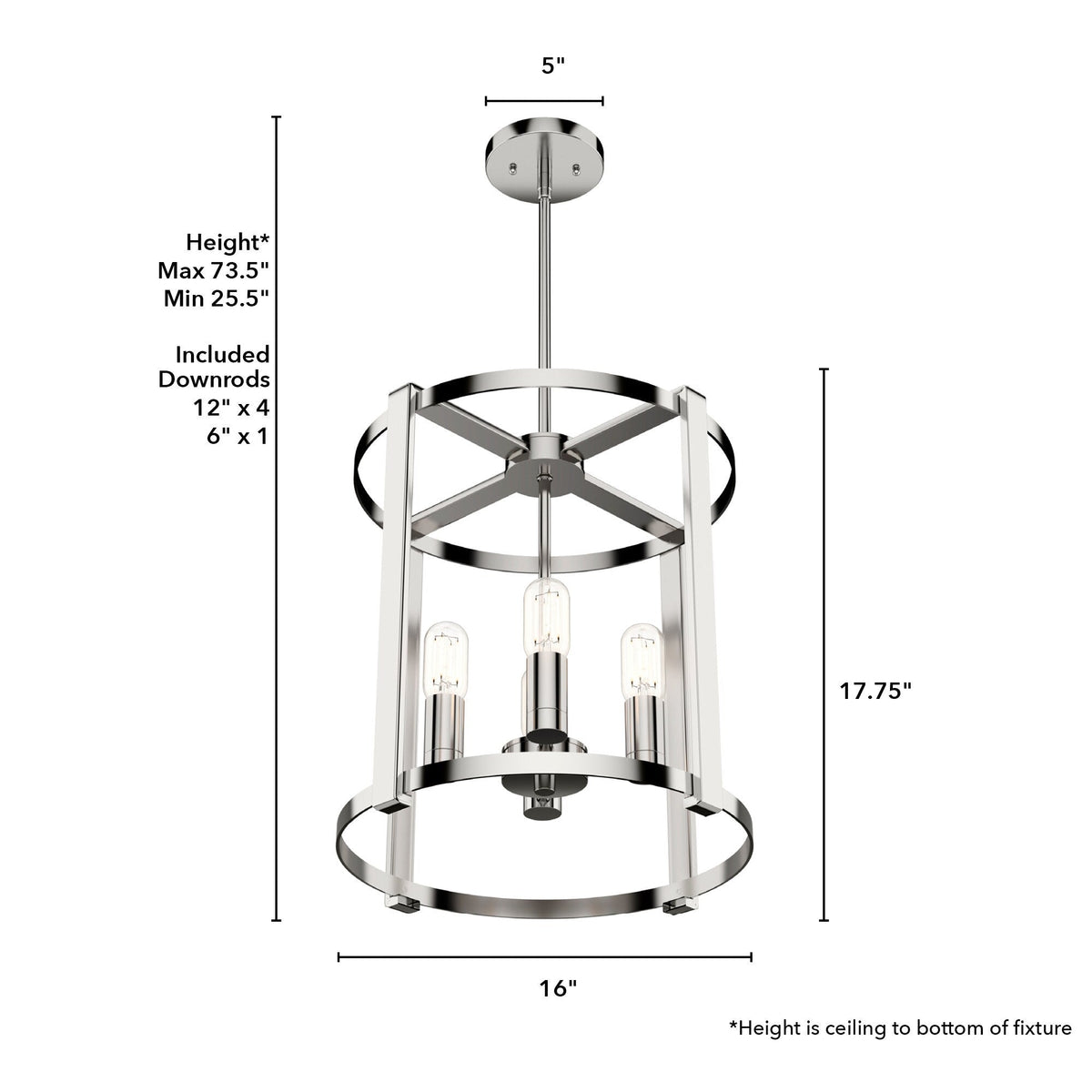 Hunter Astwood 4-Light Polished Nickel Transitional Led Chandelier