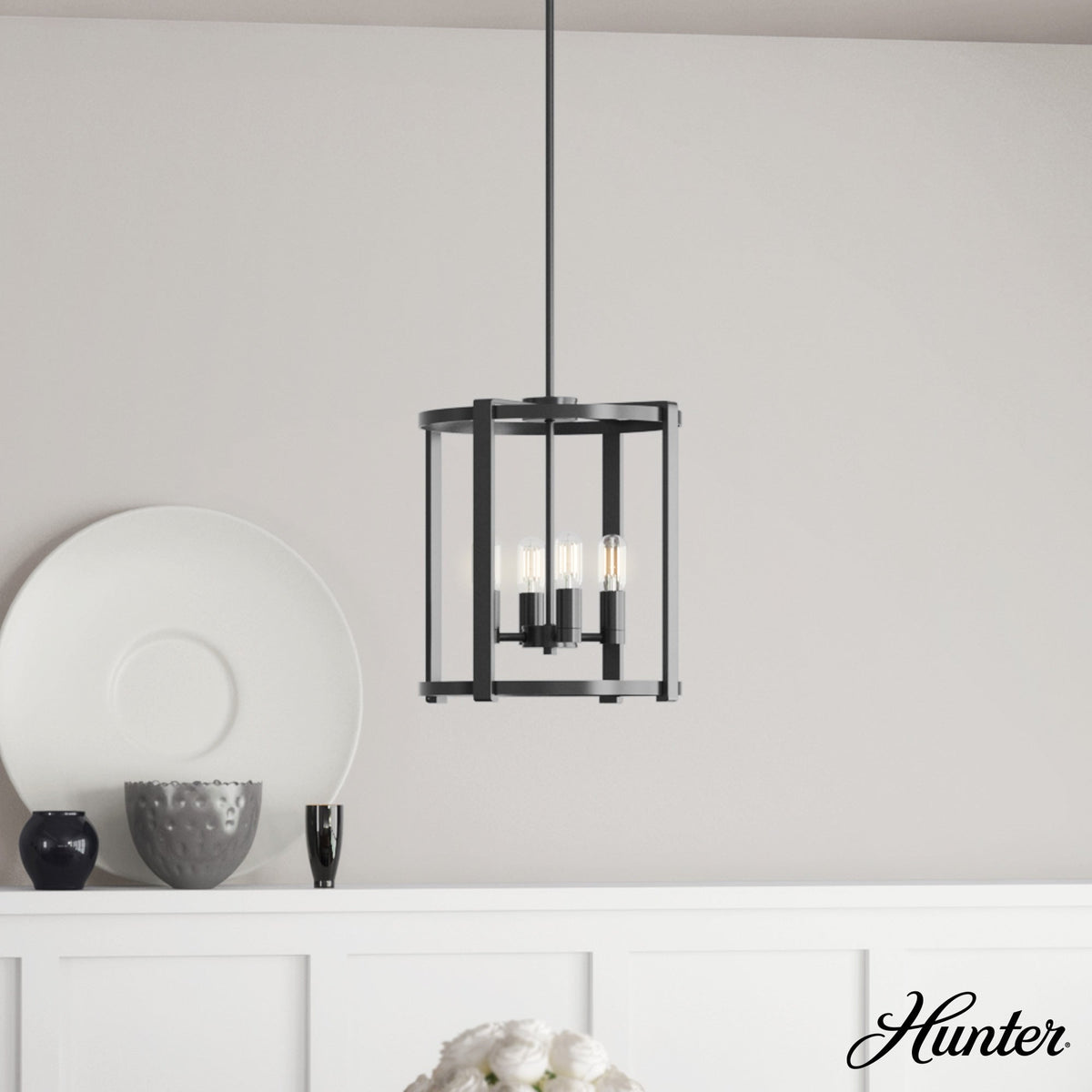 Hunter Astwood 4-Light Matte Black Transitional Led Chandelier