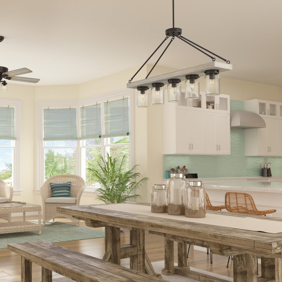 Hunter Devon Park 5-Light Matte Bronze Farmhouse Led Chandelier
